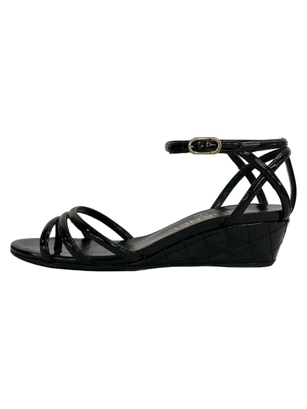 Chanel Sandals Quilted Black Leather